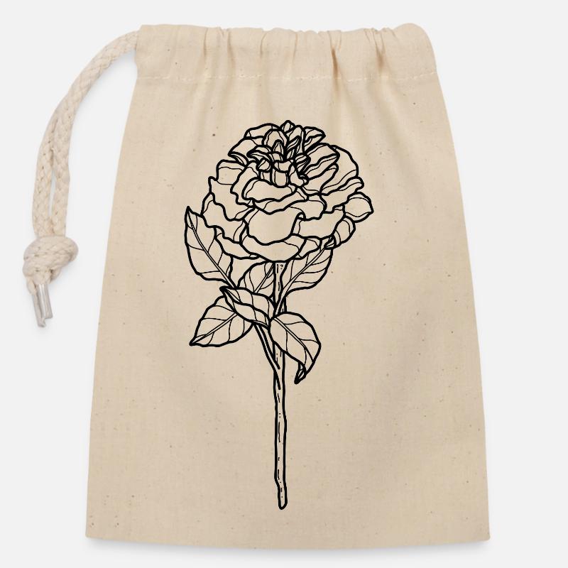 Blume Rose - Verschließbarer Geschenkbeutel aus Baumwolle (14x20cm) - Natur