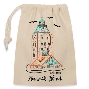 Leuchtturm Insel Neuwerk, Deutsche Nordsee - Verschließbarer Geschenkbeutel aus Baumwolle (14x20cm) - Natur - Vorne