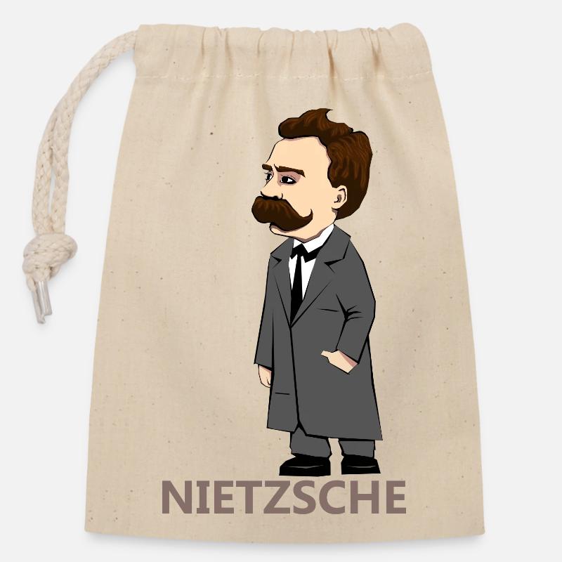 Nietzsche - Closable cotton gift bag (14x20cm) - nature