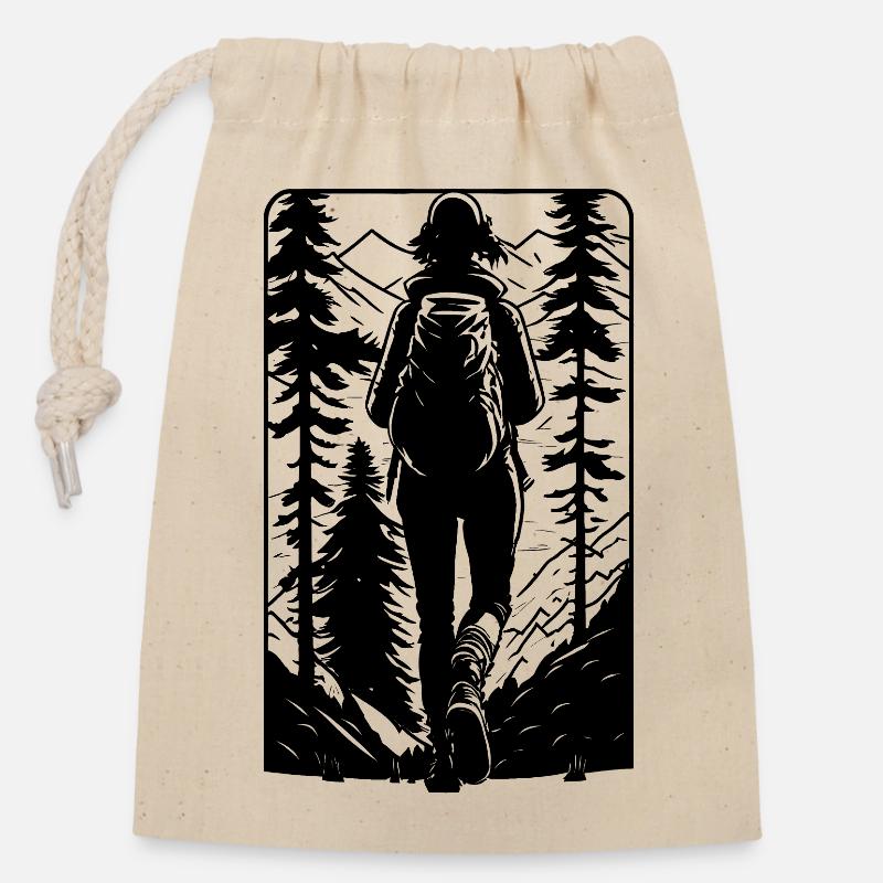 Hiking in nature - Closable cotton gift bag (14x20cm) - nature