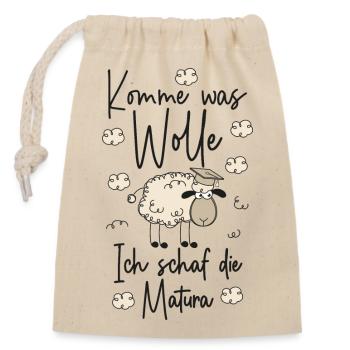 Komme was WOLLE Ich SCHAF die Matura 2026 - Verschließbarer Geschenkbeutel aus Baumwolle (14x20cm) - Natur - Vorne