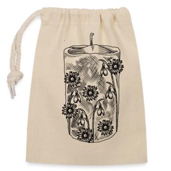 Bougie florale - Sac cadeau en coton avec cordon (14 x 20 cm) - nature - Devant
