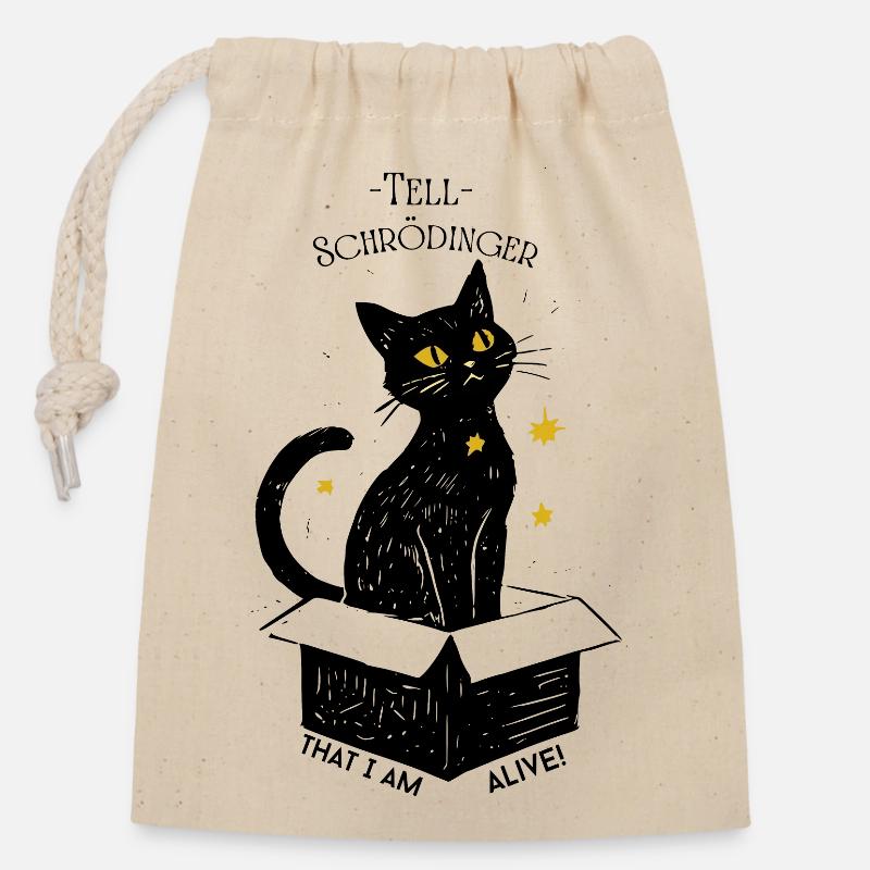 Schrödingers Katze - Verschließbarer Geschenkbeutel aus Baumwolle (14x20cm) - Natur