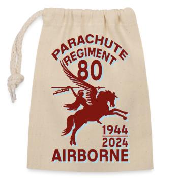 Pegasus Arnhem Oosterbeek Fallschirmjägerregiment 80. - Verschließbarer Geschenkbeutel aus Baumwolle (14x20cm) - Natur - Vorne