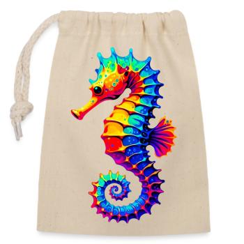 Hippocampe - Sac cadeau en coton avec cordon (14 x 20 cm) - nature - Devant
