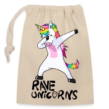 Logo Rave Unicorns Black Text - Verschließbarer Geschenkbeutel aus Baumwolle (14x20cm) - Natur - Vorne
