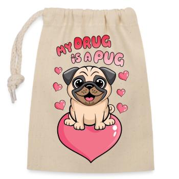 My drug is a pug - Closable cotton gift bag (14x20cm) - nature - Front