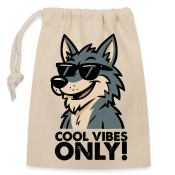 Wolf Sunglasses Cool - Closable cotton gift bag (14x20cm) - nature - Front