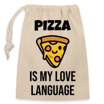 Pizzastück Charakter - Verschließbarer Geschenkbeutel aus Baumwolle (14x20cm) - Natur - Vorne