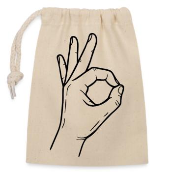 OK Hand Signals – Perfect Symbol - Closable cotton gift bag (14x20cm) - nature - Front