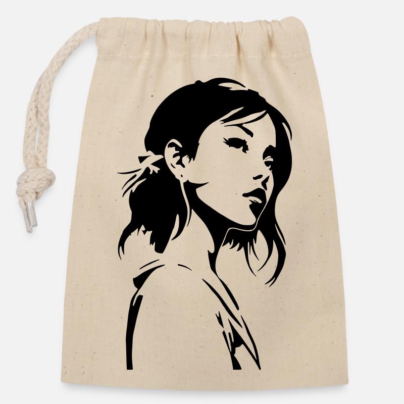 Ashen Grace - Closable cotton gift bag (14x20cm) - nature