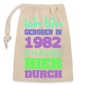 1982 - Verschließbarer Geschenkbeutel aus Baumwolle (14x20cm) - Natur - Vorne