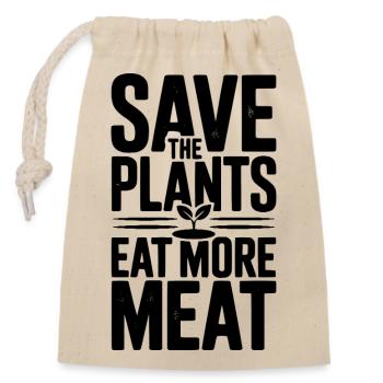 Save The Plants Eat More Meat - Closable cotton gift bag (14x20cm) - nature - Front