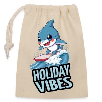 Surfing Shark - Holiday Vibes - Closable cotton gift bag (14x20cm) - nature - Front