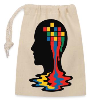 Vivid Mind Mosaik Silhouette - Verschließbarer Geschenkbeutel aus Baumwolle (14x20cm) - Natur - Vorne