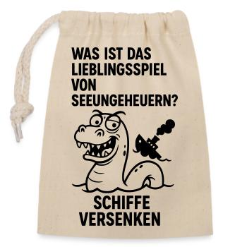 schiffe versenken seeungeheuer lustig kinder witz - Verschließbarer Geschenkbeutel aus Baumwolle (14x20cm) - Natur - Vorne