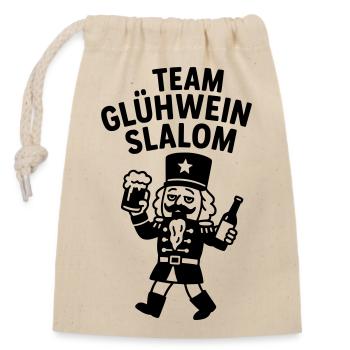 team glühwein slalom besoffen nussknacker witzig - Verschließbarer Geschenkbeutel aus Baumwolle (14x20cm) - Natur - Vorne