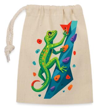 Bouldern Gecko Klettertier Klettern Echse Geschenk - Verschließbarer Geschenkbeutel aus Baumwolle (14x20cm) - Natur - Vorne