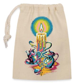 Faith Light Candle Retro Spirit Design - Closable cotton gift bag (14x20cm) - nature - Front