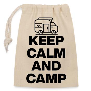 KEEP CALM AND CAMP! - Verschließbarer Geschenkbeutel aus Baumwolle (14x20cm) - Natur - Vorne