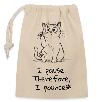 Pause & Bond - T-shirt Cat Lover - Sac cadeau en coton avec cordon (14 x 20 cm) - nature - Devant