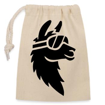 Llama with ski goggles - Closable cotton gift bag (14x20cm) - nature - Front