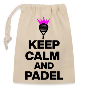 RESTEZ CALMES ET PADELEZ ! ÉCLATEZ LE PADEL FANS ET LE SPORT - Sac cadeau en coton avec cordon (14 x 20 cm) - nature - Devant