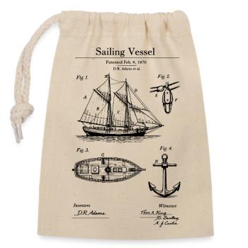 Klassisches Segelschiff-Bauplan - Verschließbarer Geschenkbeutel aus Baumwolle (14x20cm) - Natur - Vorne