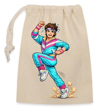 Energischer Retro-Aerobic-Mann - Verschließbarer Geschenkbeutel aus Baumwolle (14x20cm) - Natur - Vorne