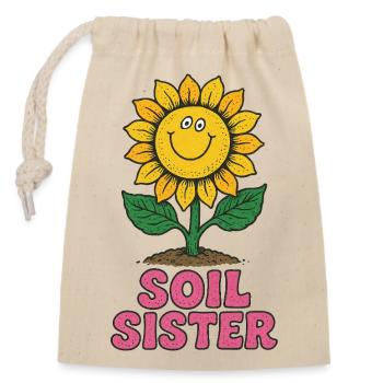 Sunflower Soil Sister - Closable cotton gift bag (14x20cm) - nature - Front