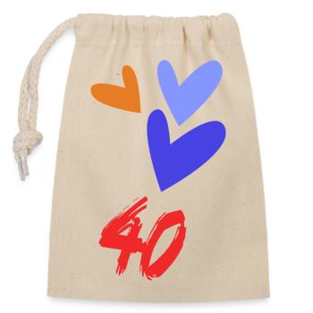 40. 40 YEARS. 40th ANNIVERSARY. 40 YEARS ANNIVERSARY. - Closable cotton gift bag (14x20cm) - nature - Front