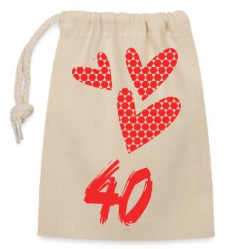 40. 40 YEARS. 40th ANNIVERSARY. 40 YEARS ANNIVERSARY. - Closable cotton gift bag (14x20cm) - nature - Front