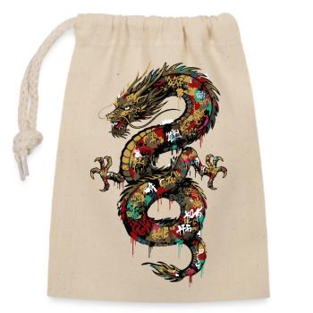 Dragon Graffiti - Sac cadeau en coton avec cordon (14 x 20 cm) - nature - Devant