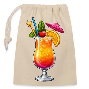 Tropischer Cocktail Flair - Verschließbarer Geschenkbeutel aus Baumwolle (14x20cm) - Natur - Vorne