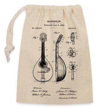 Mandolin Vintage blueprint design - Closable cotton gift bag (14x20cm) - nature - Front