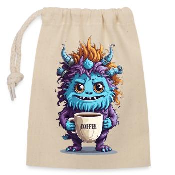 Kaffeemonster  - Koffein Zombie - Morgenmuffel - Verschließbarer Geschenkbeutel aus Baumwolle (14x20cm) - Natur - Vorne