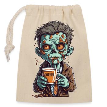 Kaffeemonster  - Koffein Zombie - Morgenmuffel - Verschließbarer Geschenkbeutel aus Baumwolle (14x20cm) - Natur - Vorne