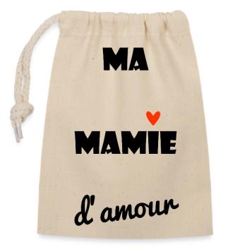 GRANNY. MAMMA. GRANDMOTHER. MOTHER'S DAY. HEART - Closable cotton gift bag (14x20cm) - nature - Front