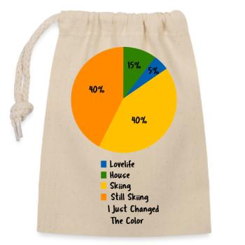 Funny Skiing Pie Chart Skier Humor Slogan - Closable cotton gift bag (14x20cm) - nature - Front