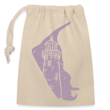 Amrum North Sea Lighthouse Silhouette Grunge - Closable cotton gift bag (14x20cm) - nature - Front