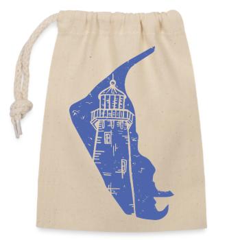 Amrum Silhouette du phare de la mer du Nord Grunge - Sac cadeau en coton avec cordon (14 x 20 cm) - nature - Devant