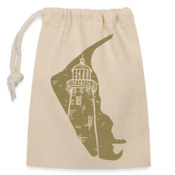Amrum North Sea Lighthouse Silhouette Grunge - Closable cotton gift bag (14x20cm) - nature - Front