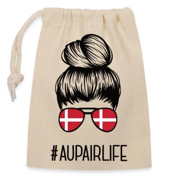 Denmark Au Pair Work & Travel Year Abroad Aupair - Closable cotton gift bag (14x20cm) - nature - Front