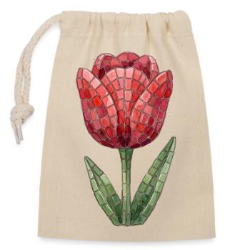 Mosaïque de tulipes - cadeau floral du printemps - Sac cadeau en coton avec cordon (14 x 20 cm) - nature - Devant
