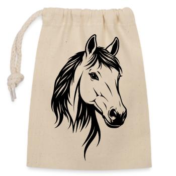 Horse head - Closable cotton gift bag (14x20cm) - nature - Front