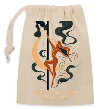 Art de la pole dance : où la force rencontre l’art - Sac cadeau en coton avec cordon (14 x 20 cm) - nature - Devant