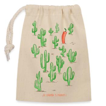 Cactus coloré et piment rouge - Sac cadeau en coton avec cordon (14 x 20 cm) - nature - Devant