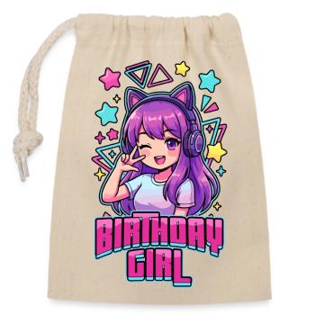 Birthday Girl Korean Pop Birthday K-Pop - Closable cotton gift bag (14x20cm) - nature - Front