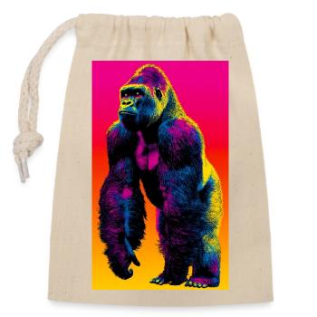 gorilla - Closable cotton gift bag (14x20cm) - nature - Front