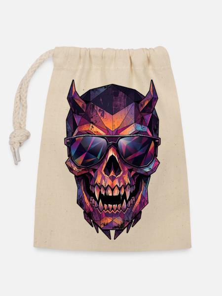 Poly Art Halloween Vampir - Verschließbarer Geschenkbeutel aus Baumwolle (14x20cm) - Natur